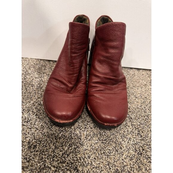 Fly London Yip Red Leather Wedge Ankle Boot Size 36 - Picture 2 of 6